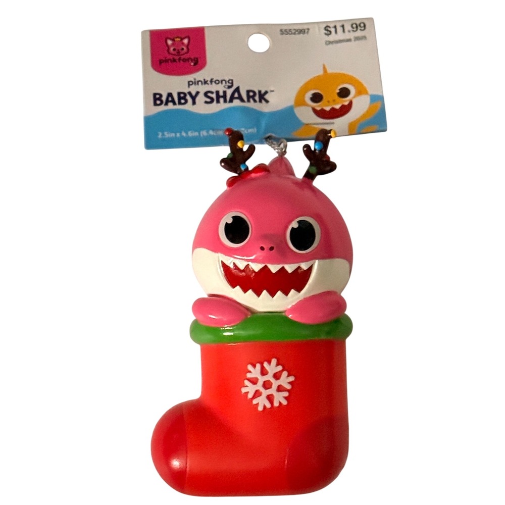Pinkfong Baby Shark Mommy Shark in Christmas Stocking Ornament Kurt S Adler NEW